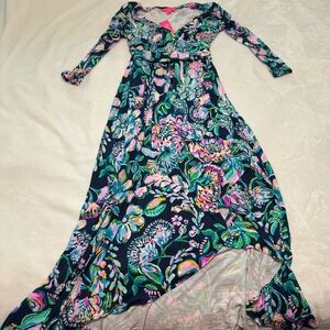 Lilly Pulitzer Montague Maxi Dress in High Tide Navy She’s Got Sol